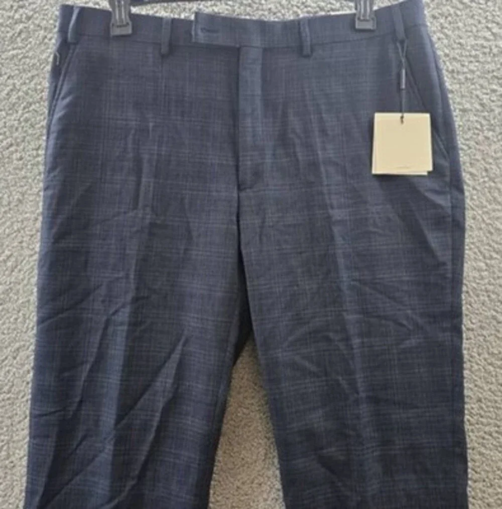 Calvin Klein Wool Blend Slim Fit Suit Pants Men's 38x32 Blue Hook & Tab Closure